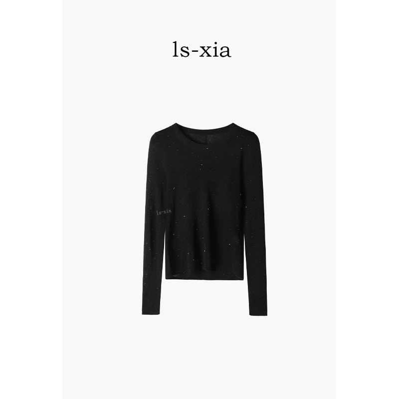 【墨影】新款轻奢细闪荧光·时尚修身针织圆领长袖T恤衫