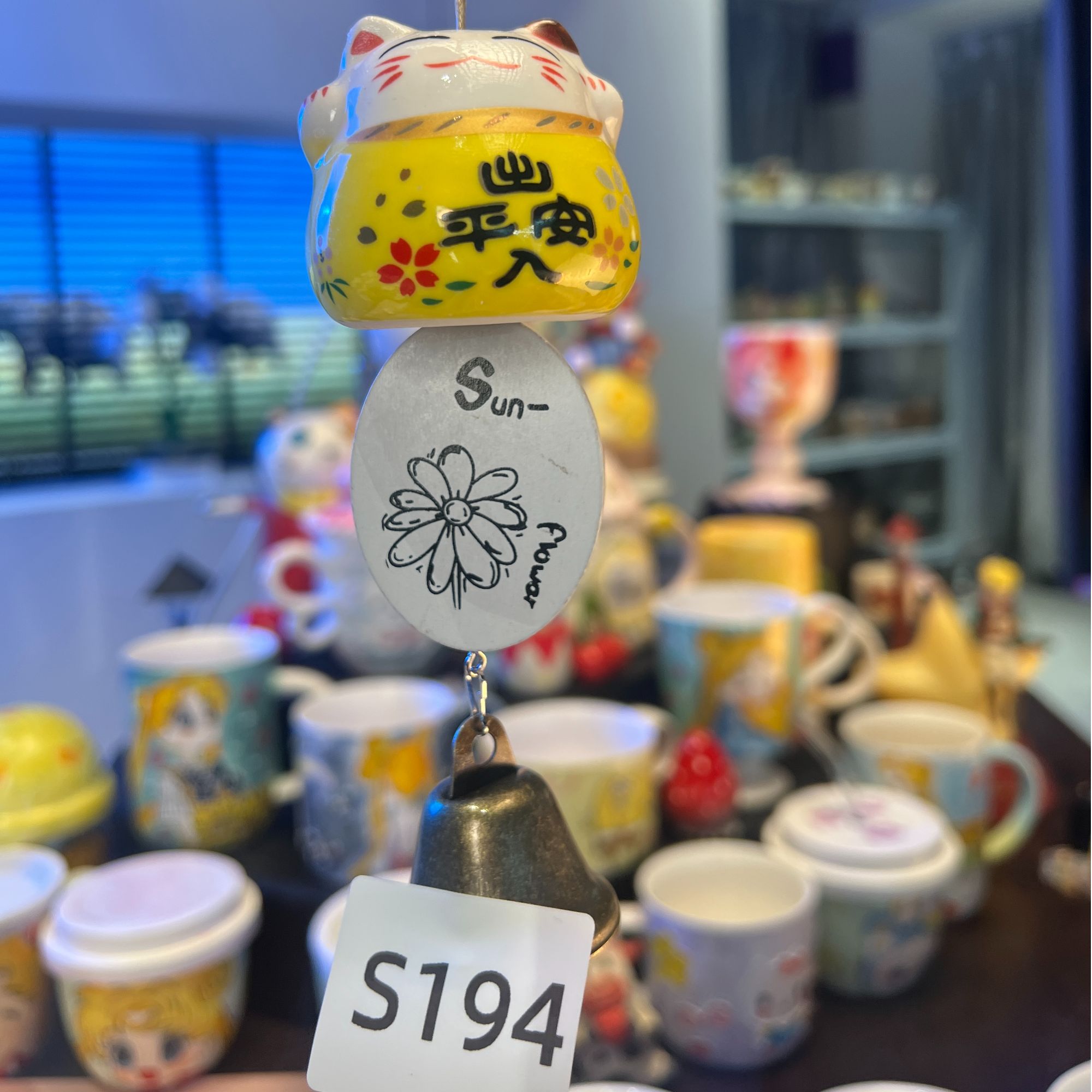 卡通招财猫 陶瓷风铃两个