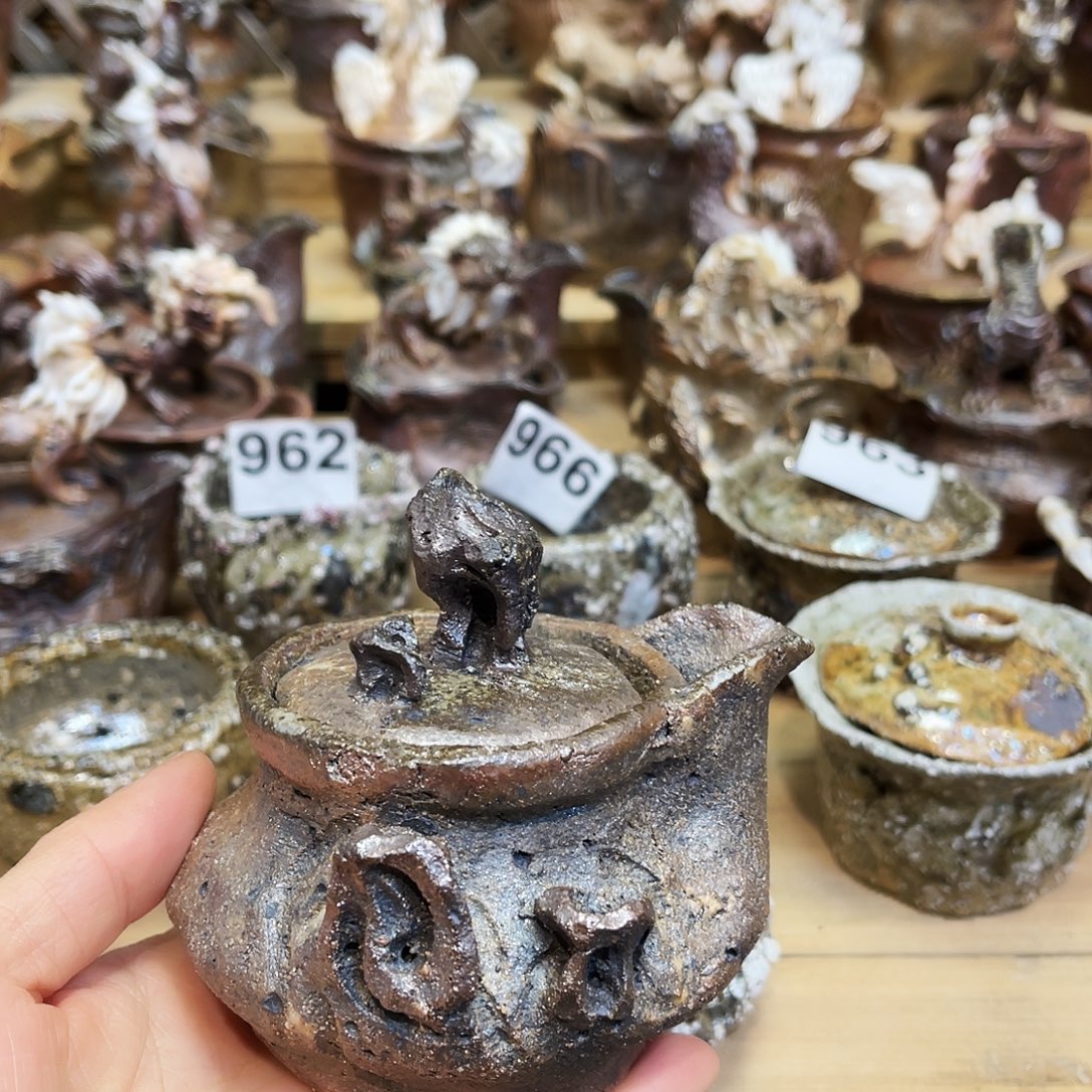 瓶柴烧粗陶手捏宝瓶