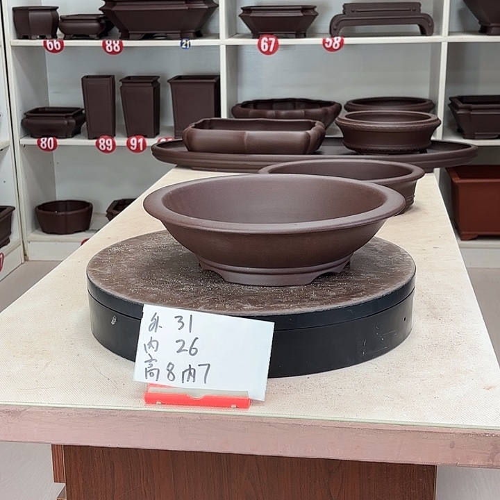 紫砂花盆下线小圆