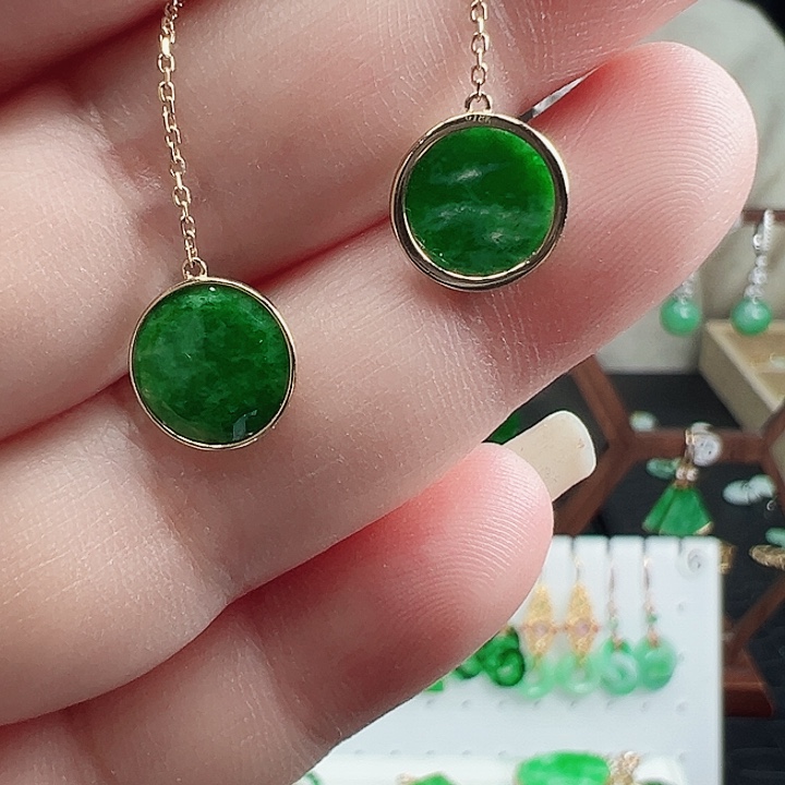 翡翠耳饰银S925镶嵌耳饰