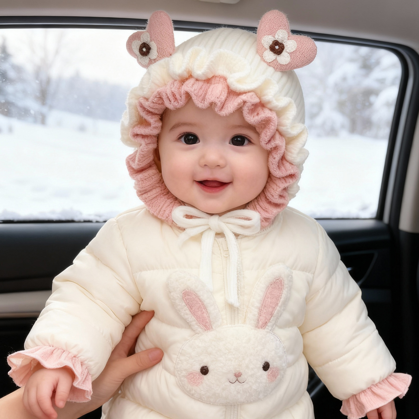 儿童帽子秋冬季宝宝洋气毛线帽小月龄女孩保暖针织帽外出加厚女童