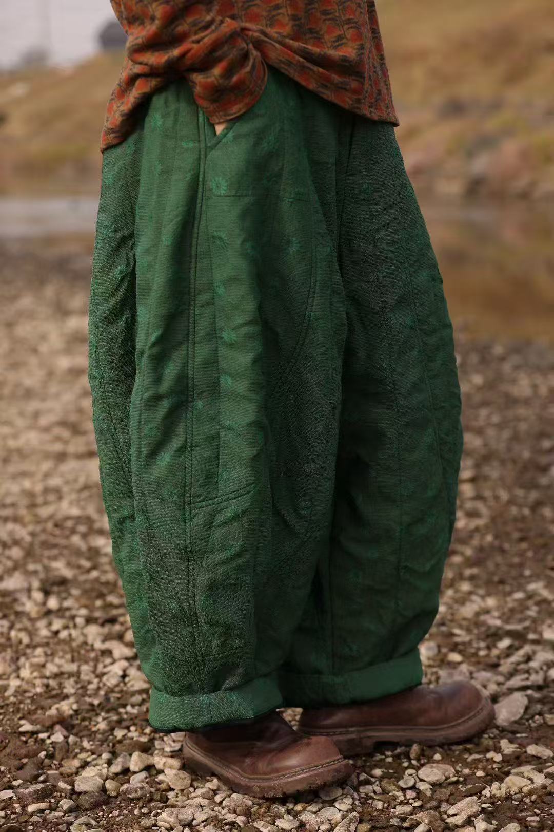 古蘭木-半松紧宽松休闲花色棉裤7392（裤长94臀围172）