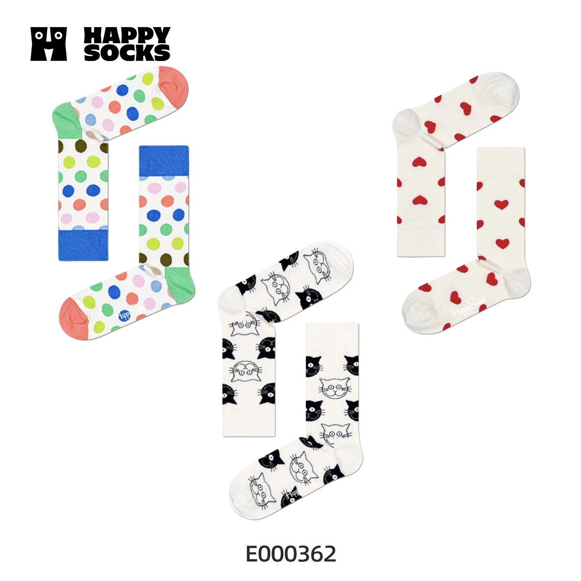 【爆款回归】HappySocks三双组合系列自选潮袜棉袜百搭中筒袜