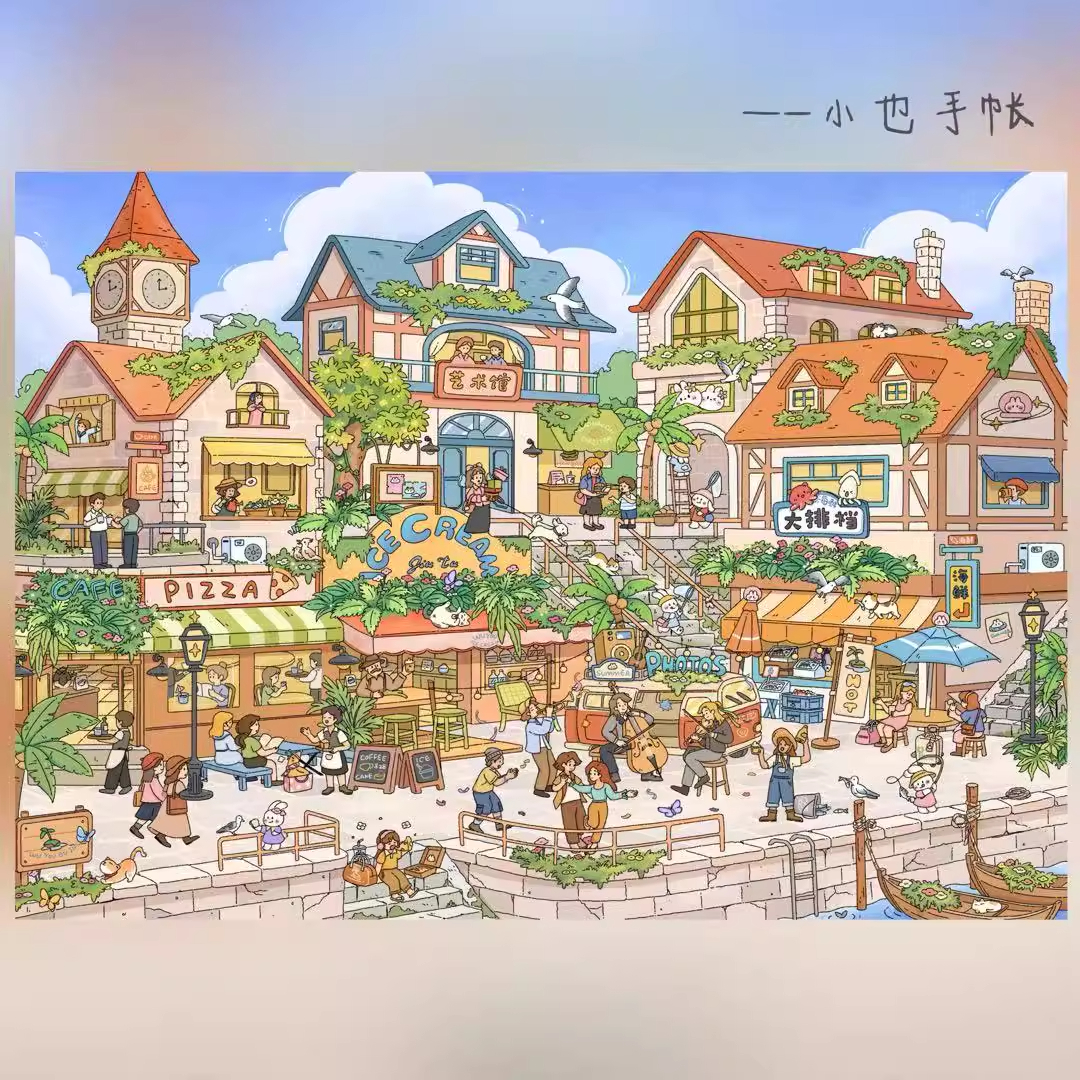 小也手帐【原创贴纸】大版3D立体造景diy贴纸特油双透亮膜不送镊子