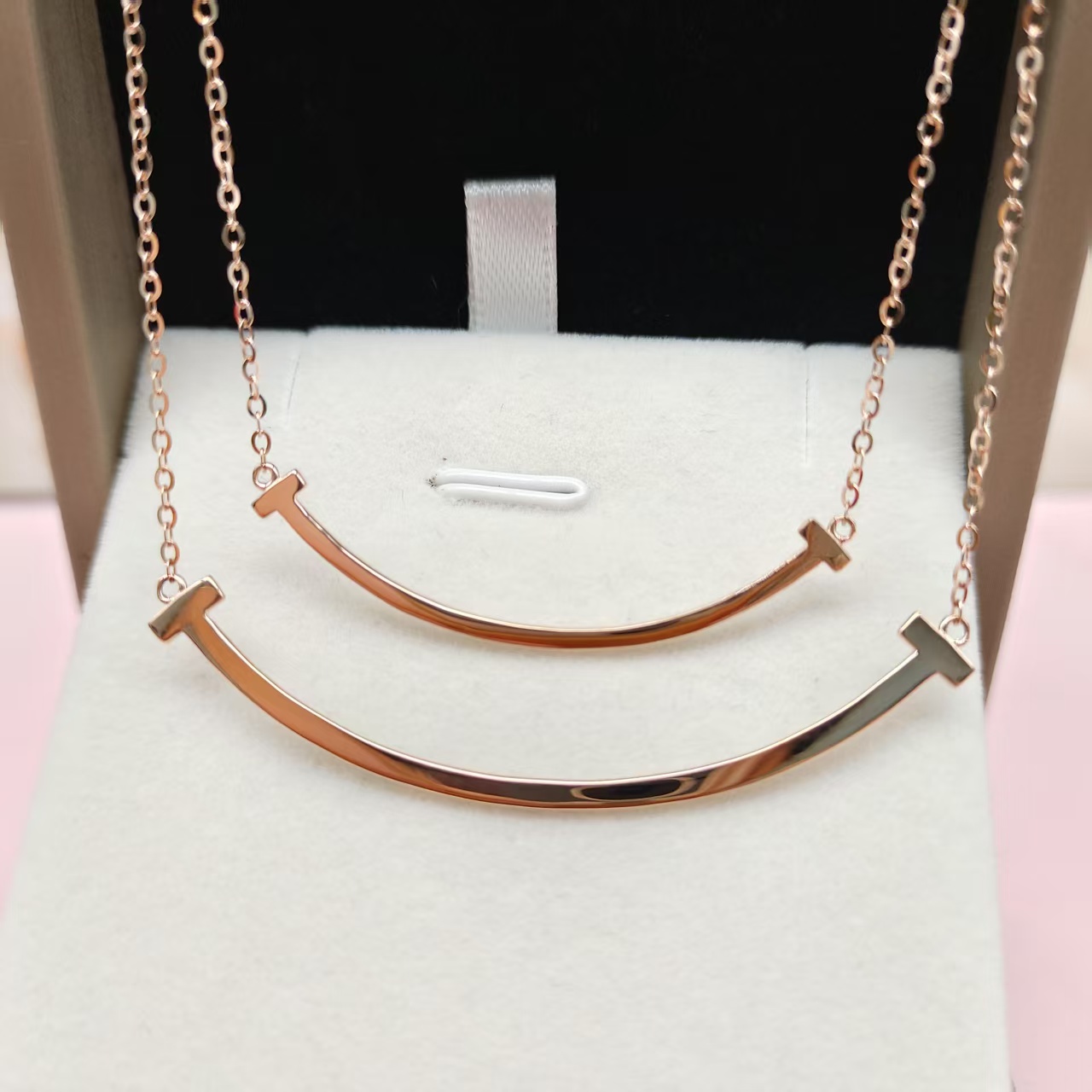 【金钻耀】18K金素金微笑套链  时尚百搭玫瑰金套链