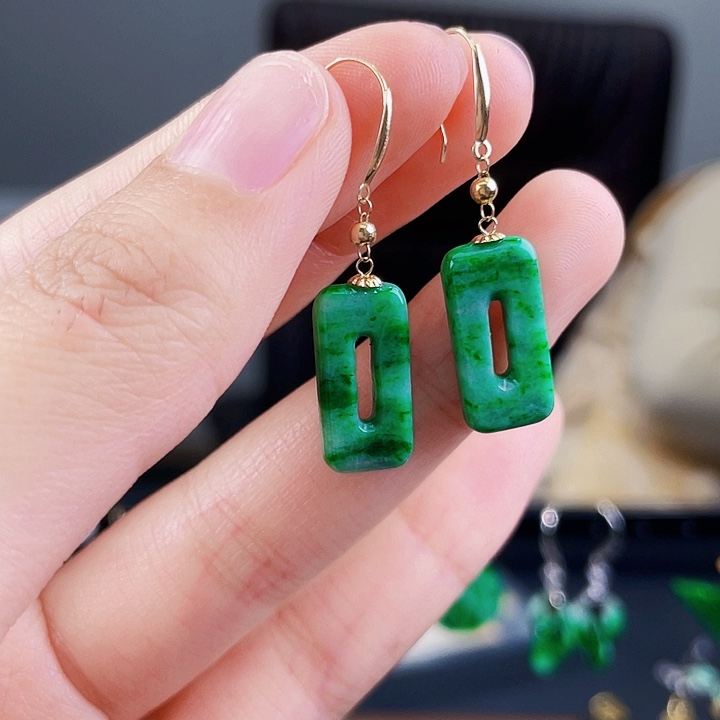 翡翠耳饰18K金镶嵌饰品