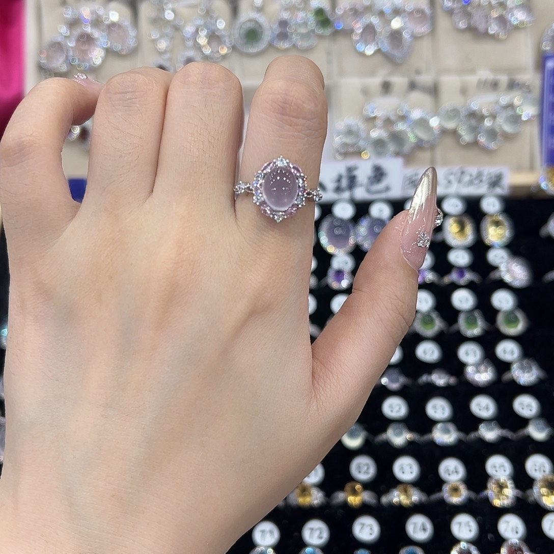 她***晨萤石银S925镶嵌戒指