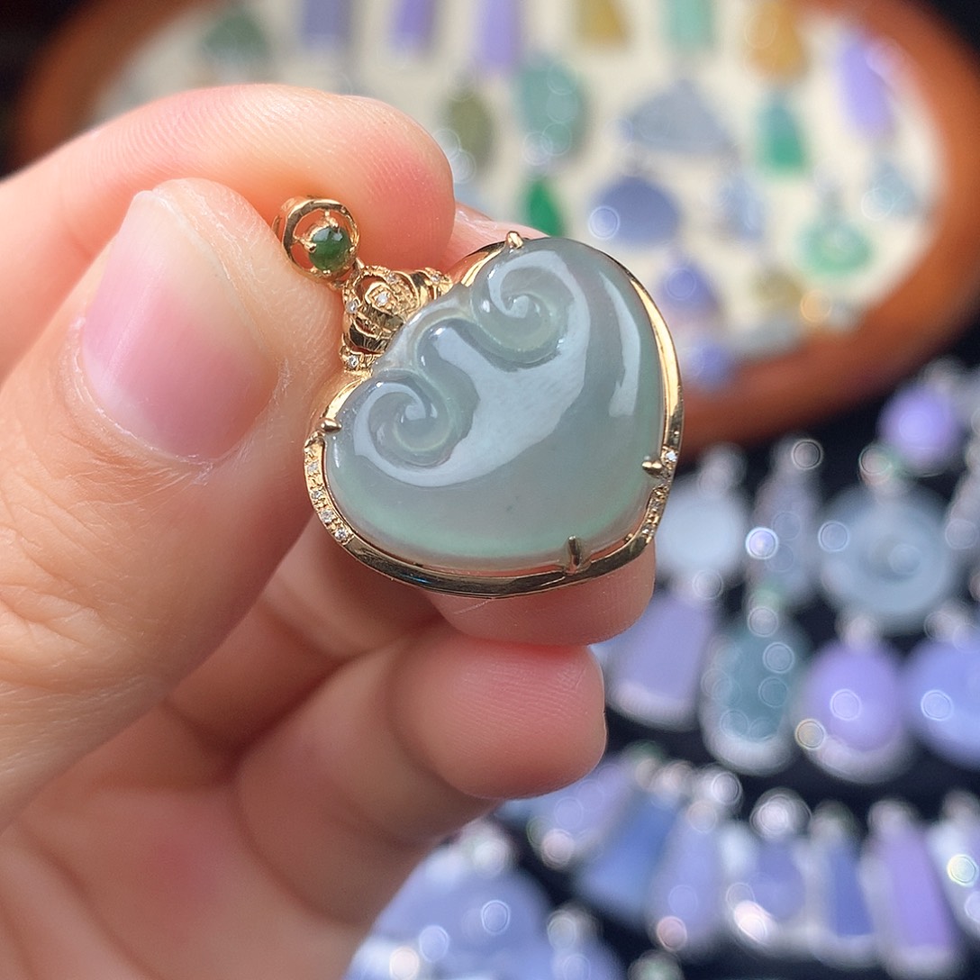 翡翠18K金镶嵌吊坠(不含链)