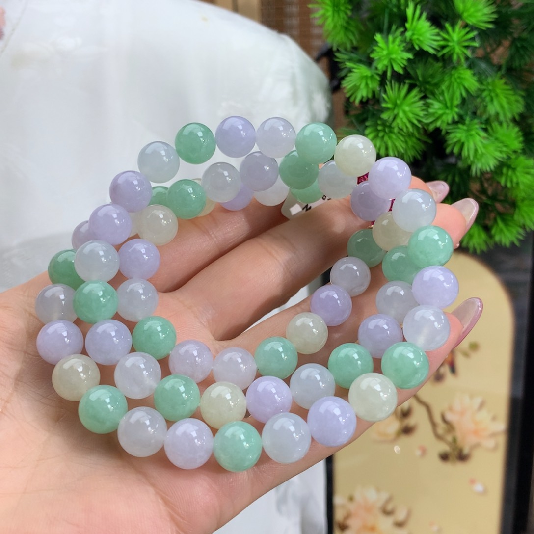 翡翠手链未镶嵌冰胶多宝项链卡10m m