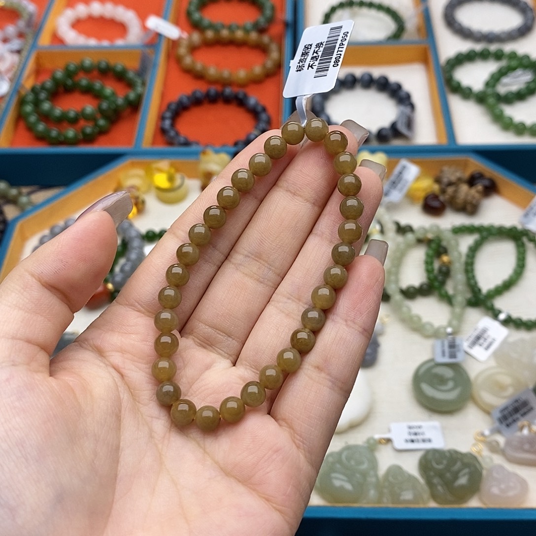 和田玉未镶嵌手链w14且末糖6mm
