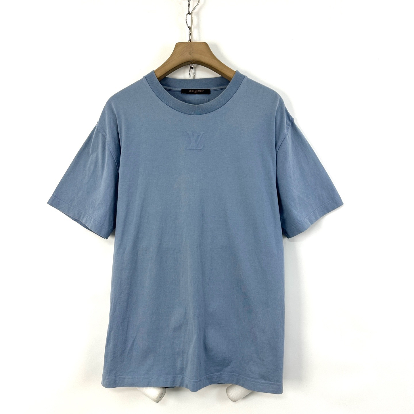95新 LouisVuitton/路易威登 XL码/LV 蓝色浮雕logoT恤/编码08130