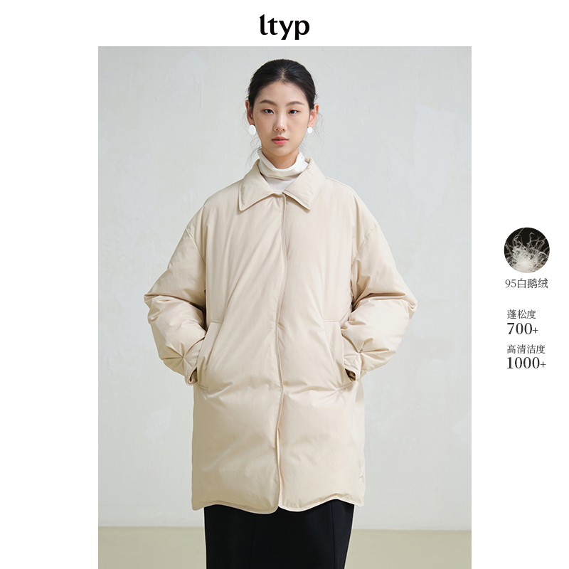 ltyp 11.2 95白鹅绒波浪形轻文艺中长款衬衫领外套女冬H110254191
