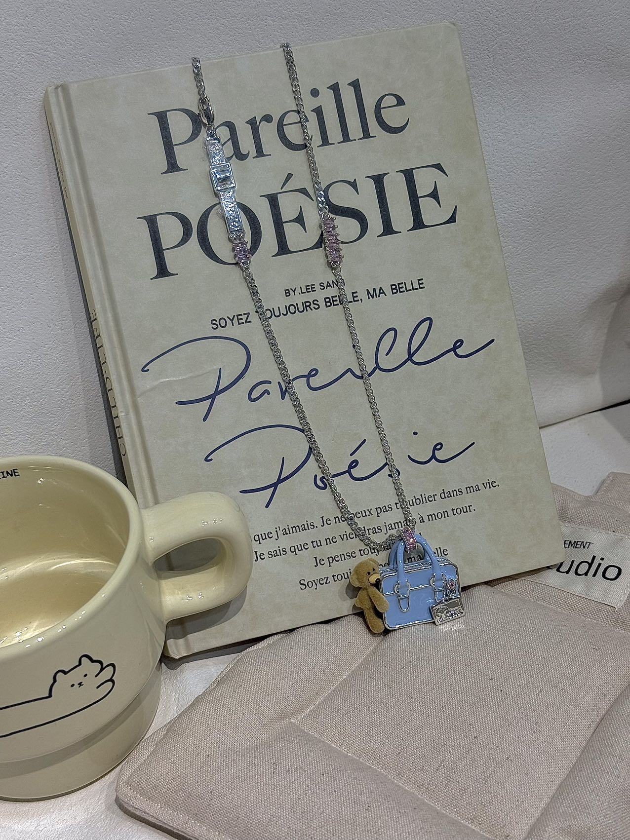 非金属仿珍珠吊坠 13蓝色手拎包新款项链341