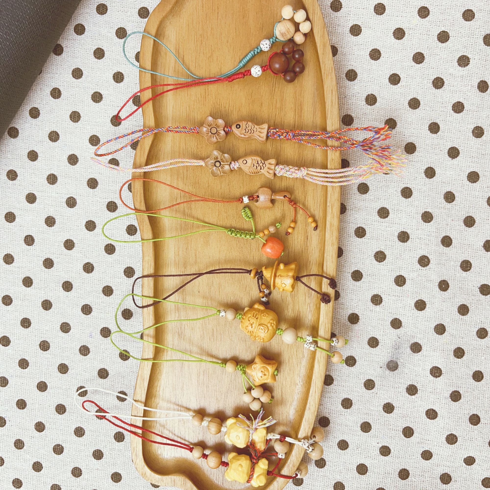 「岁安」桃木桃核辟、挡、驱气质时尚手编手机挂件简约百搭可爱