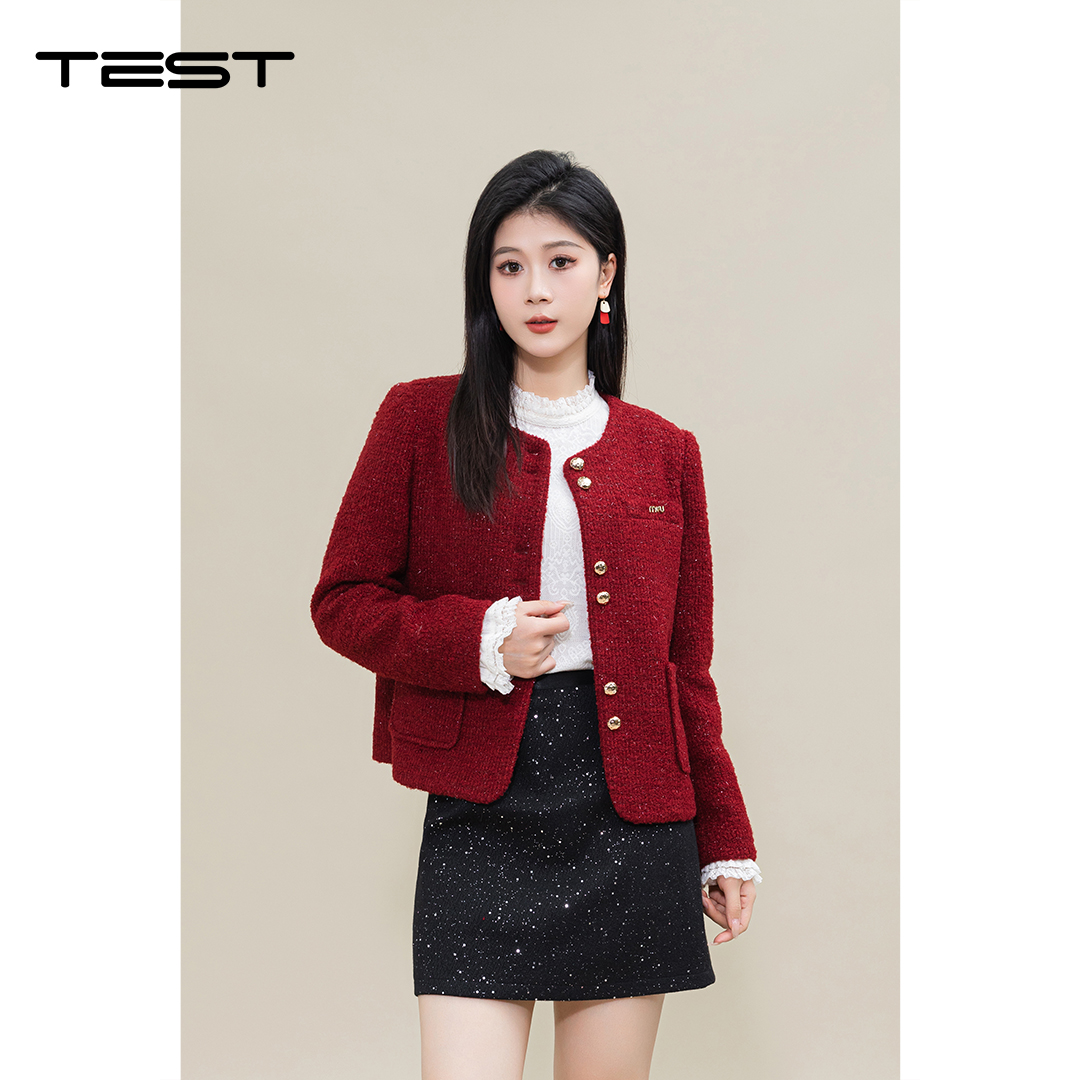 她之蝶时尚短呢料外套2251046