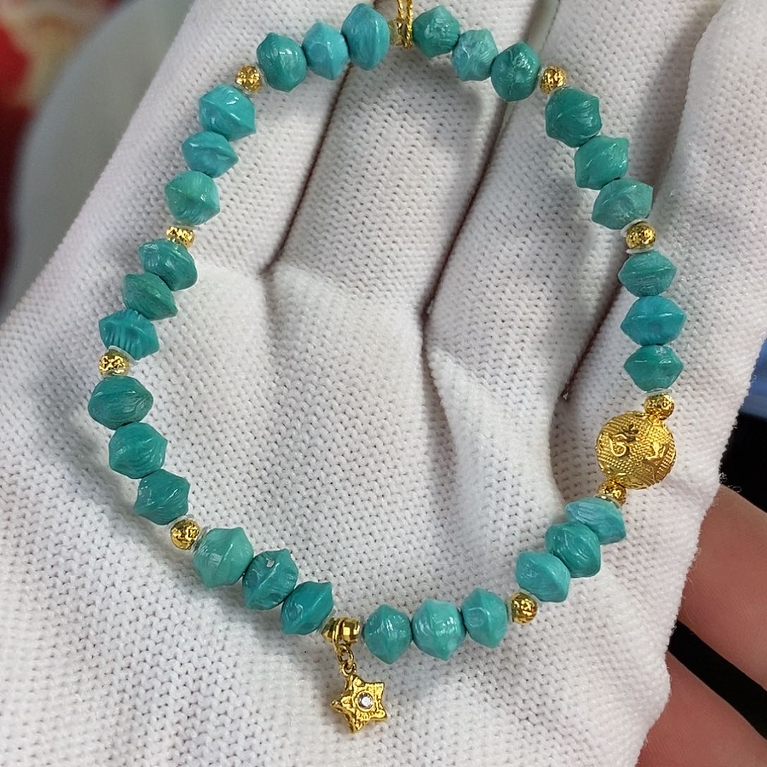 绿松石18K金镶嵌珠宝奇石