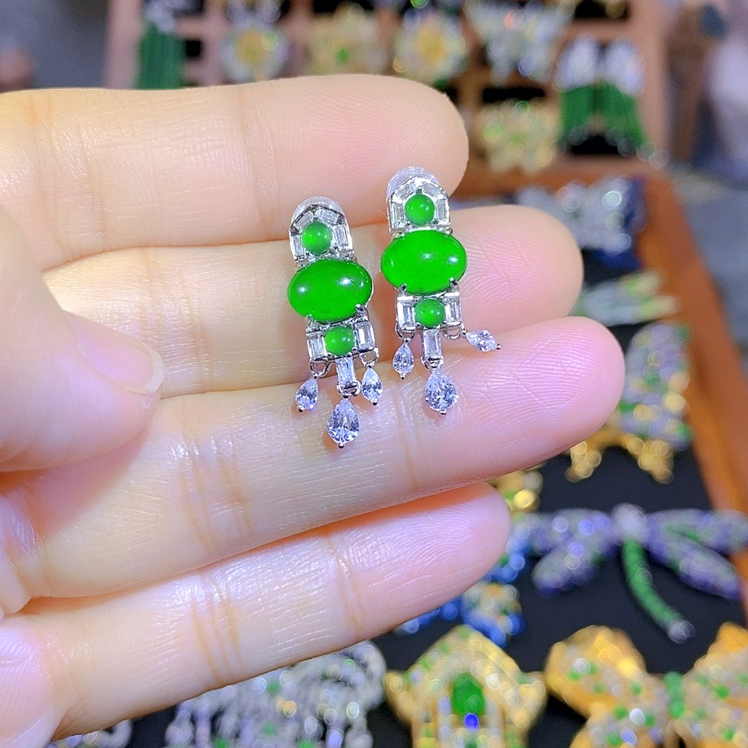 吊坠(不含链)银S925镶嵌翡翠