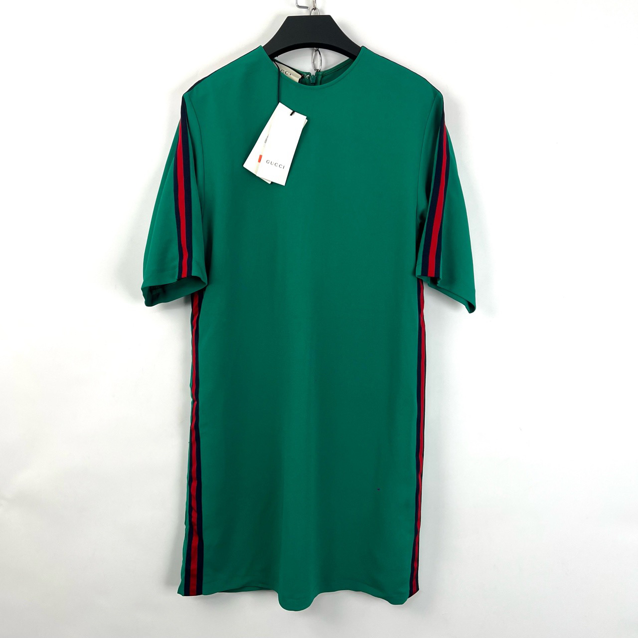 99新 GUCCI/古驰 38码/经典红绿织带连衣裙/全新微瑕/06449