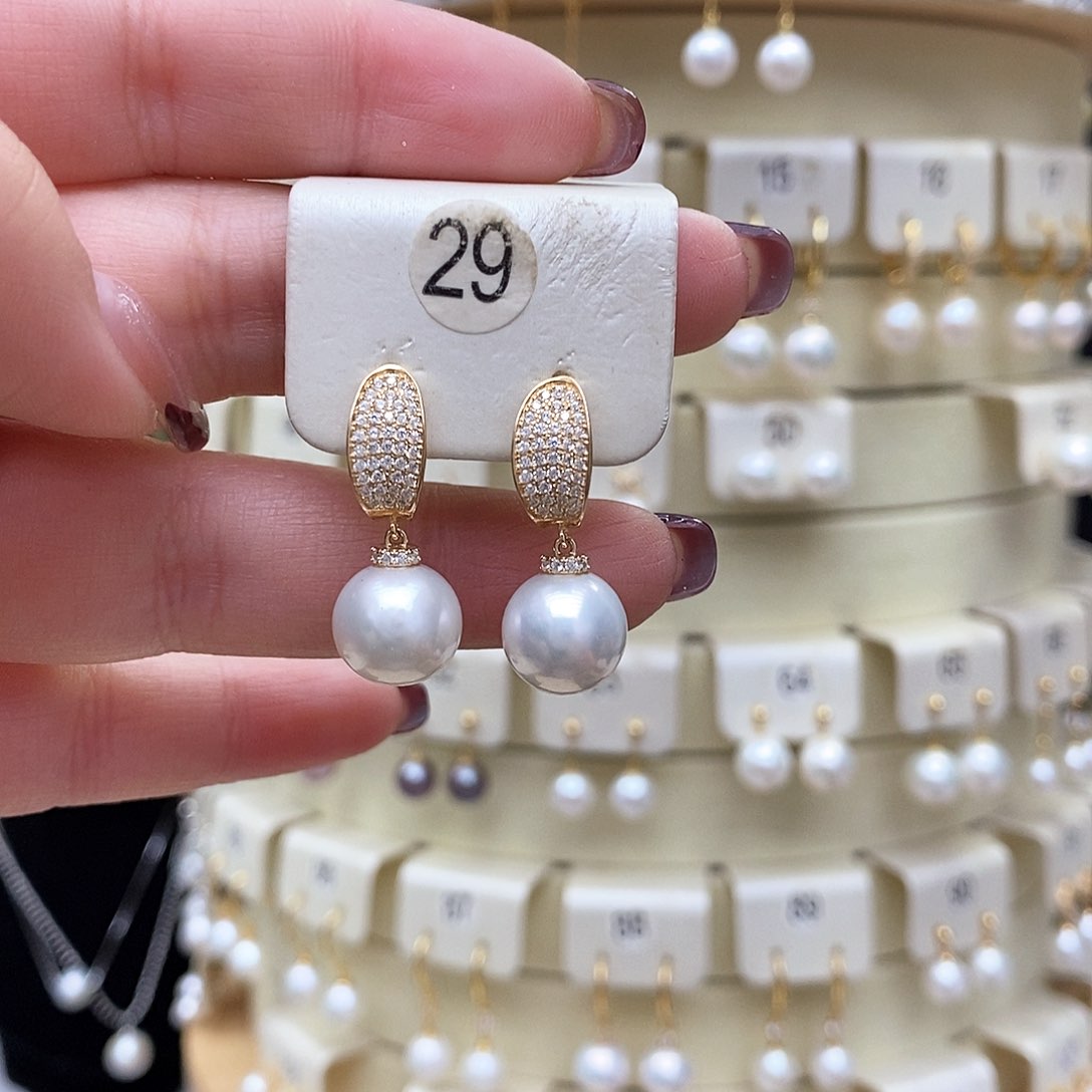 淡水珍珠耳饰银S925镶嵌