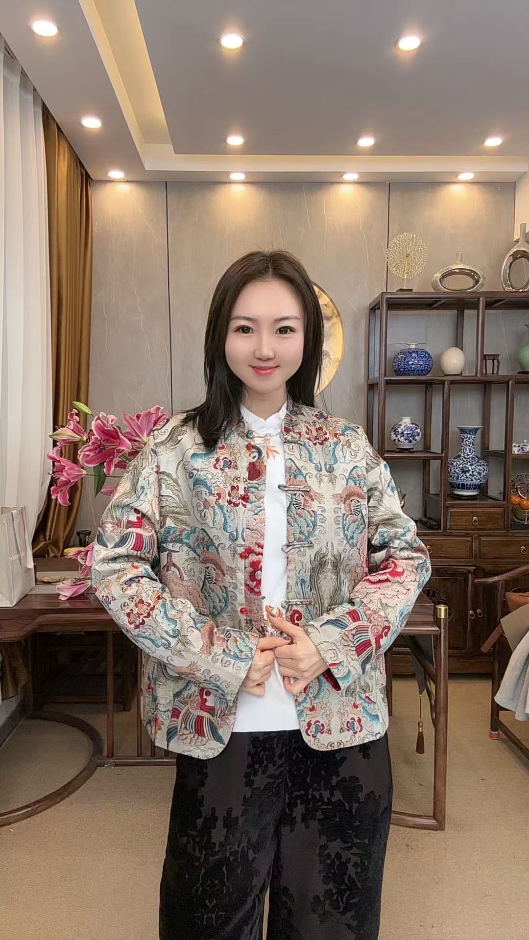 【国朝美学】冬季气质国风女士夹棉双面穿新中式洋气休闲外套6756