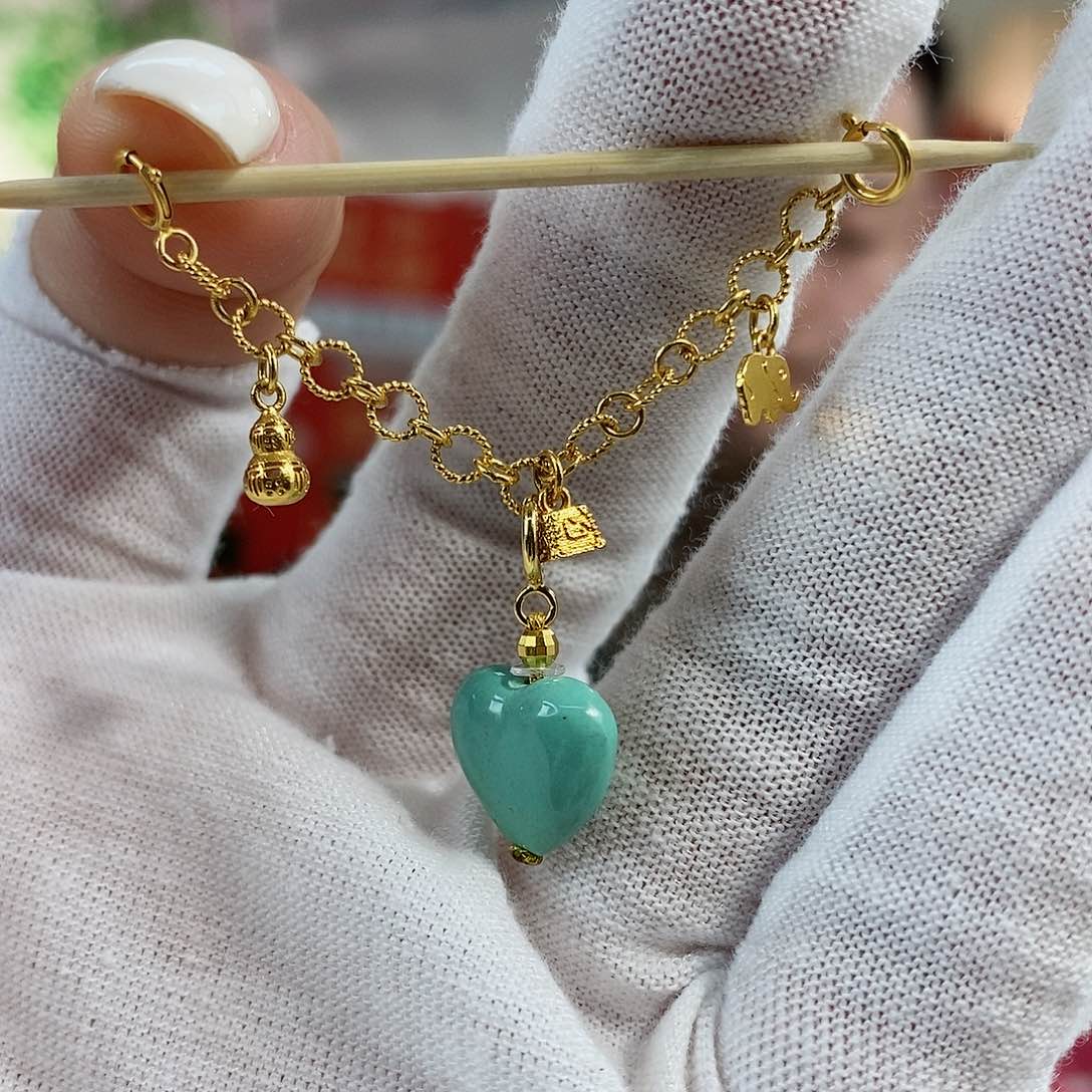 绿松石珠宝奇石18K金镶嵌