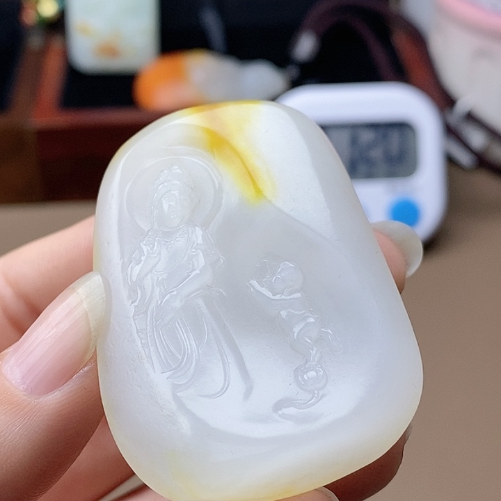 和田玉挂件未镶嵌柠*茶F