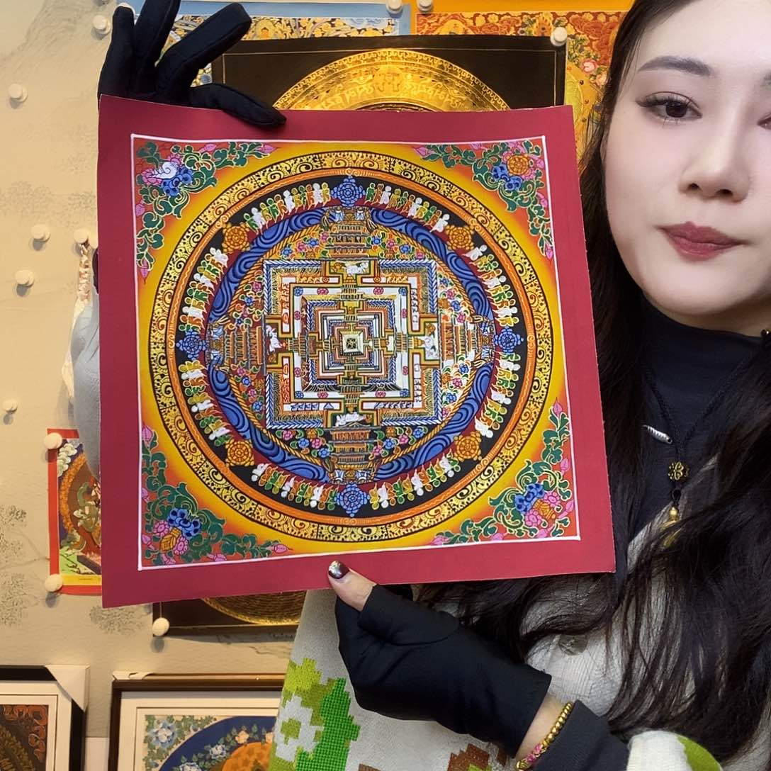 卷轴画纯手绘坛城唐卡27厘米左右
