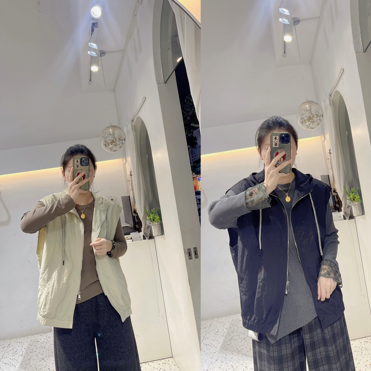 宽松薄款慵懒风休闲简约风衣马甲9839