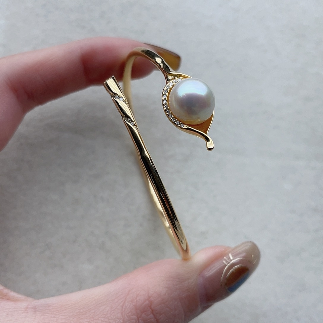 海水珍珠手镯82银S925镶嵌