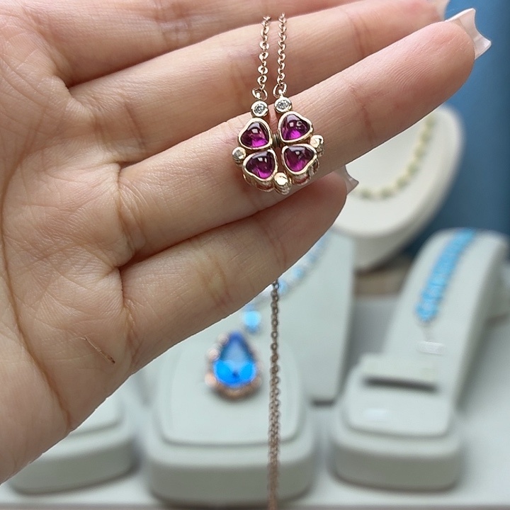 石榴石项链银S925镶嵌