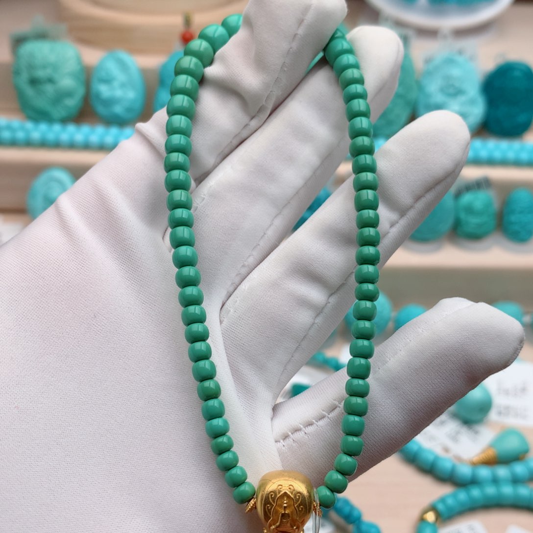 绿松石珠宝奇石未镶嵌7mm