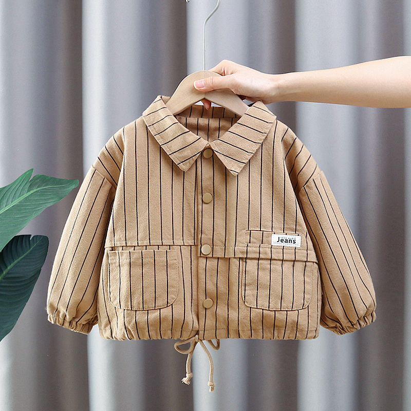 男童春装外套2024新款春秋童装儿童男宝宝条纹夹克男孩痞帅上衣潮