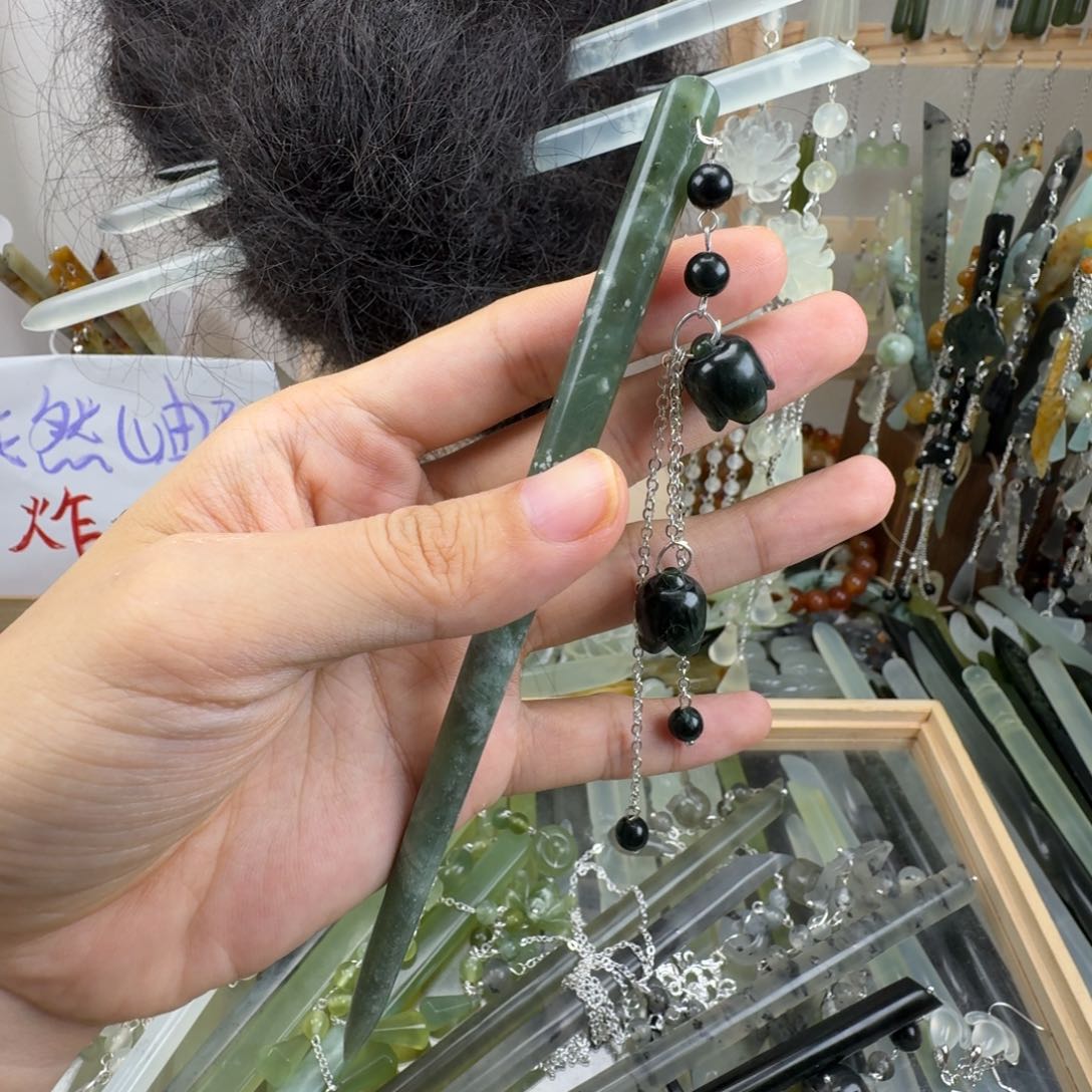 蛇纹石玉合金发饰