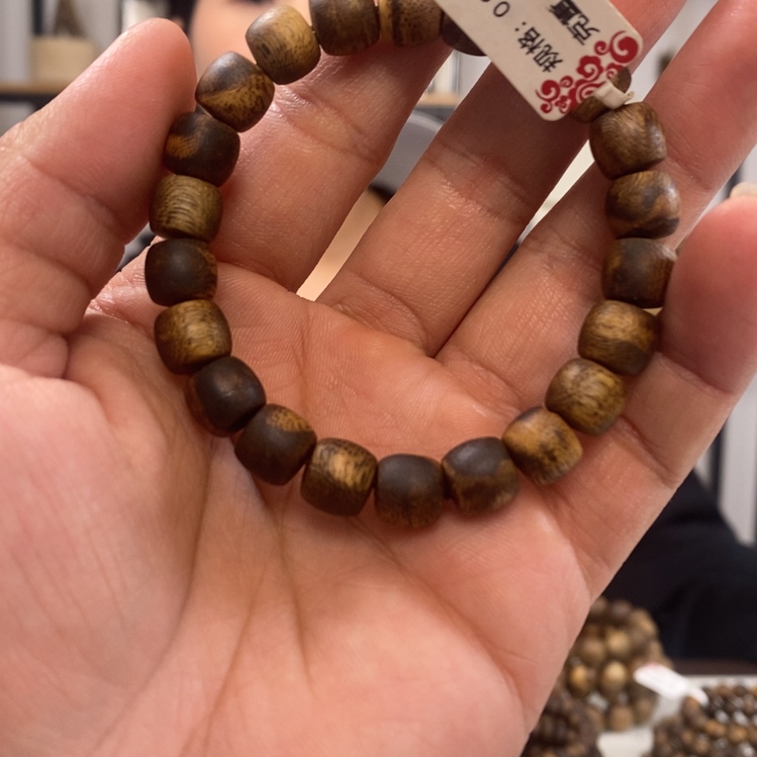 沉香手串猎*奇楠沉香鼓珠0.9单圈7克发一