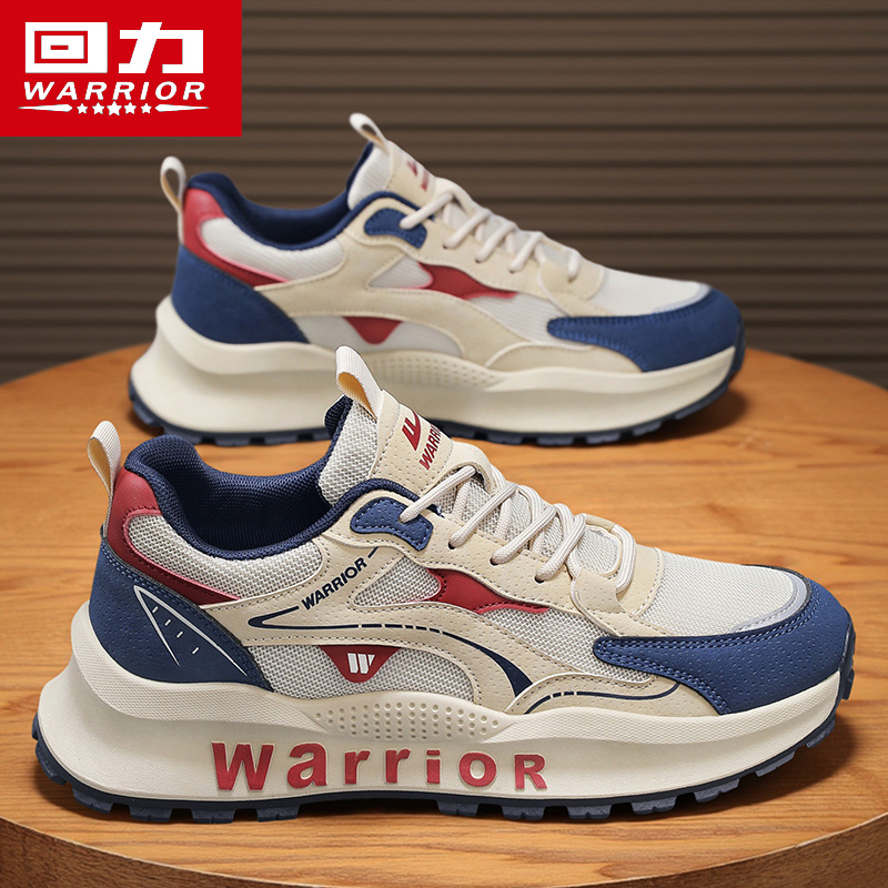 Warrior/回力拼色透气增高秋季厚底时尚休闲鞋网面韩版休闲潮鞋