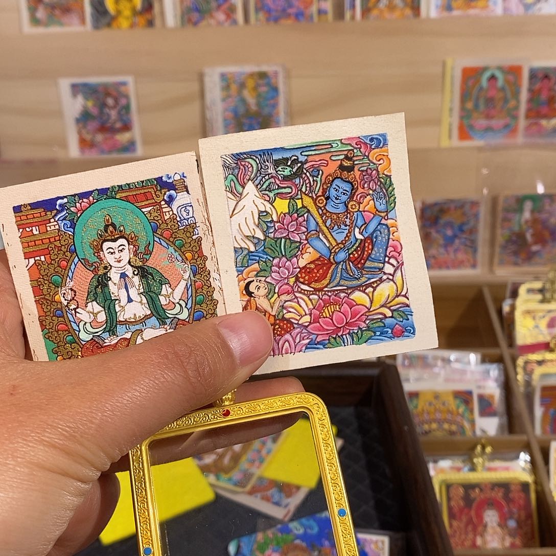 难***丶吊坠纯手绘唐卡四臂、虚空藏