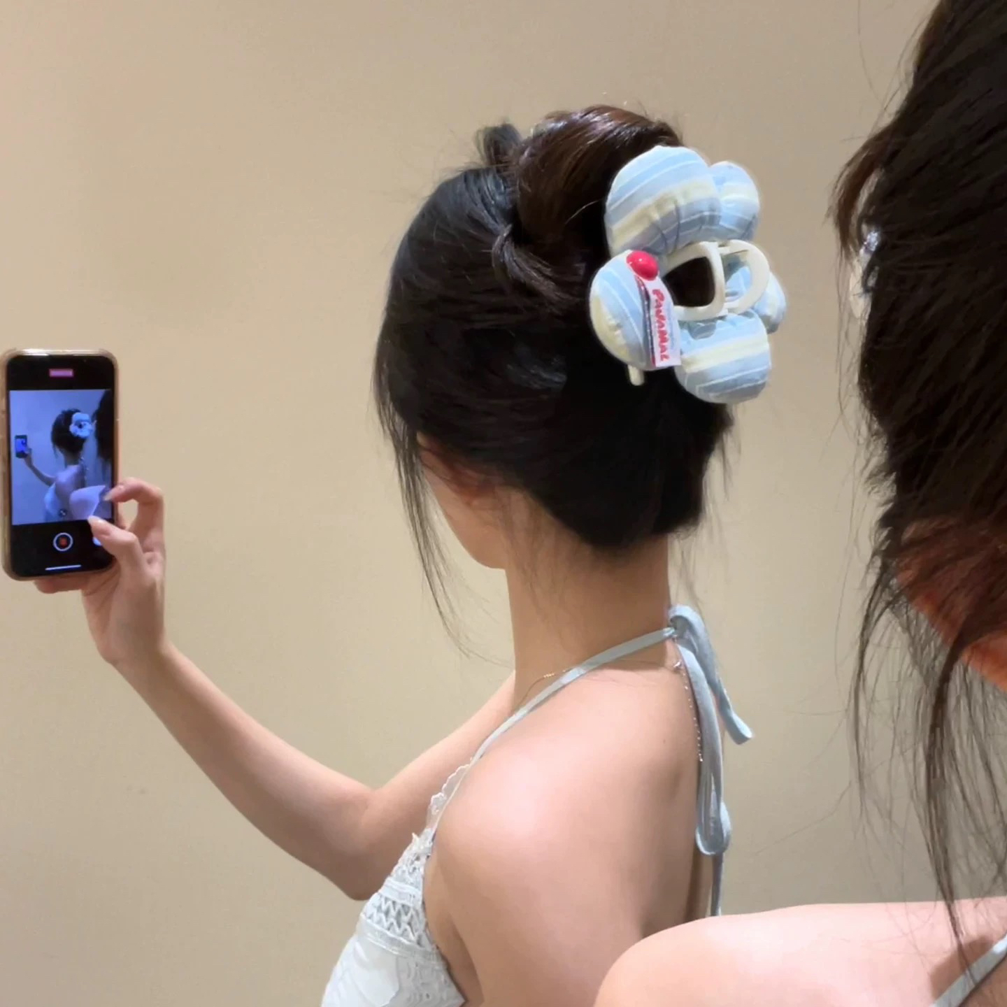 韩国东大门可爱立体花朵抓夹女甜美高级感发夹后脑勺鲨鱼夹子头饰