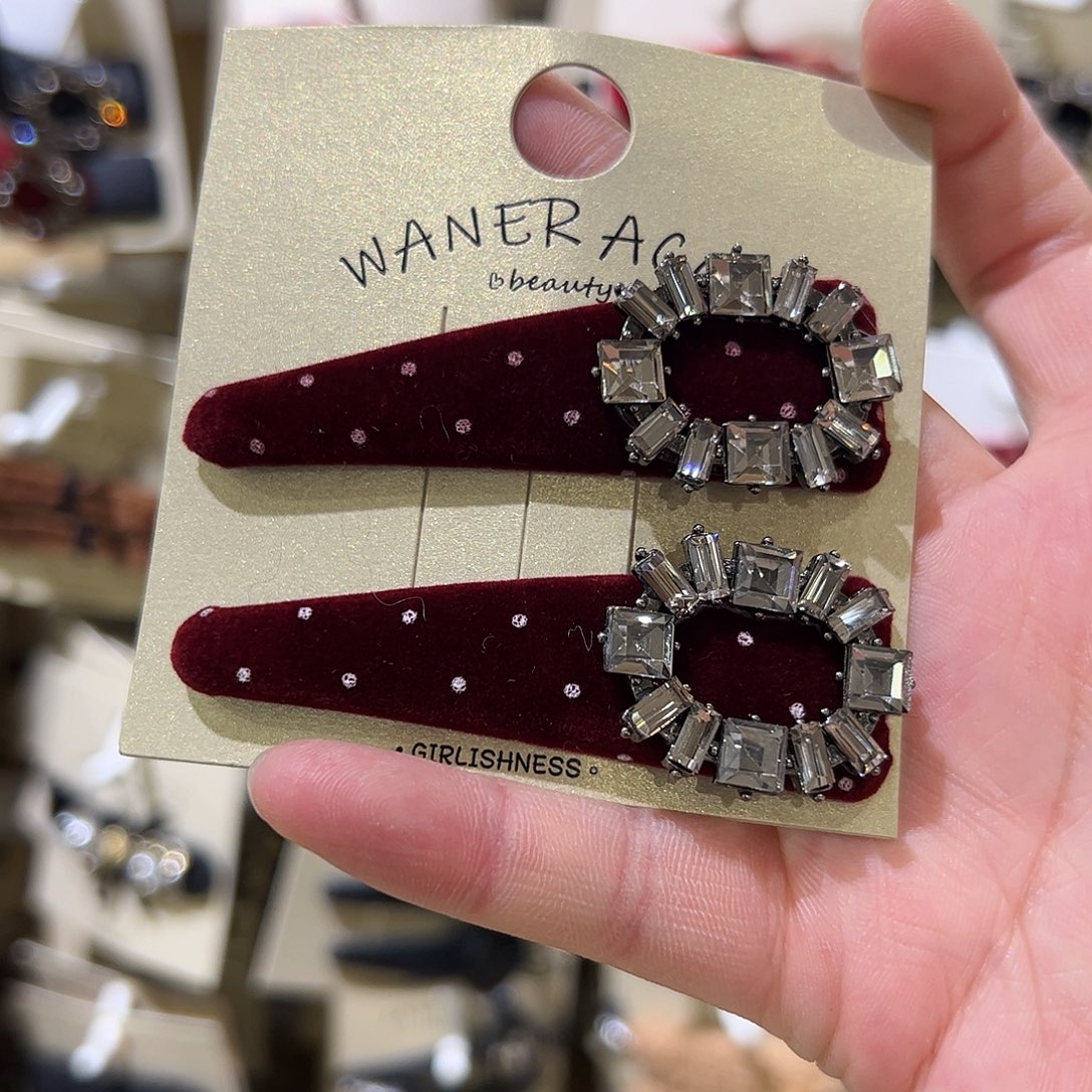 布艺非金属红色波点钻拜拜夹