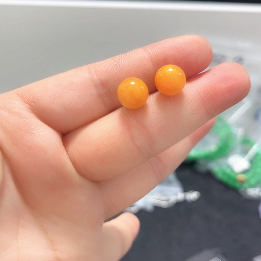 翡翠14K金镶嵌耳饰耳钉12