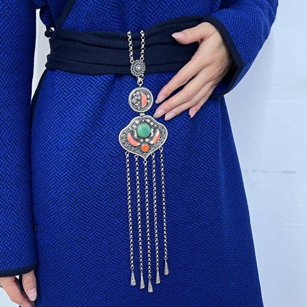 足银树脂银制品 正品旭日蒙古袍银腰挂民族风纯银s990银腰挂4299