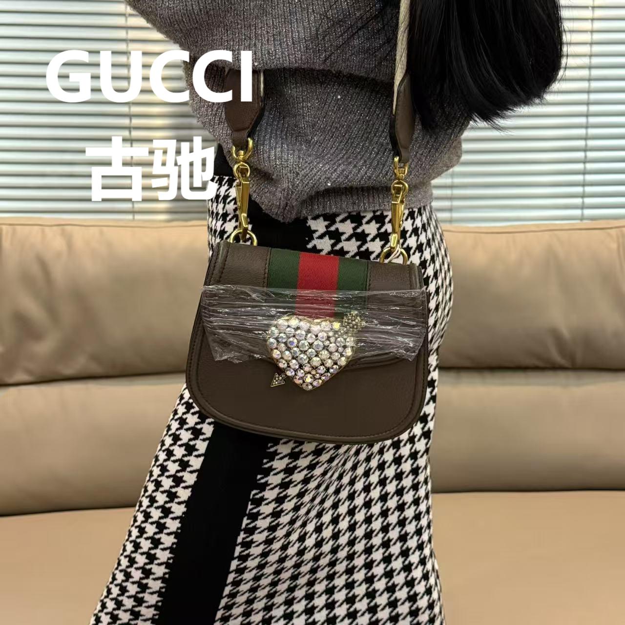 95新 GUCCI/古驰 牛皮单肩斜跨包/50852