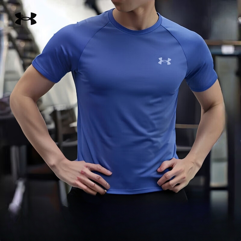 安德玛UA快干运动跑步训练透气男士休闲圆领t恤男1327965-ZY
