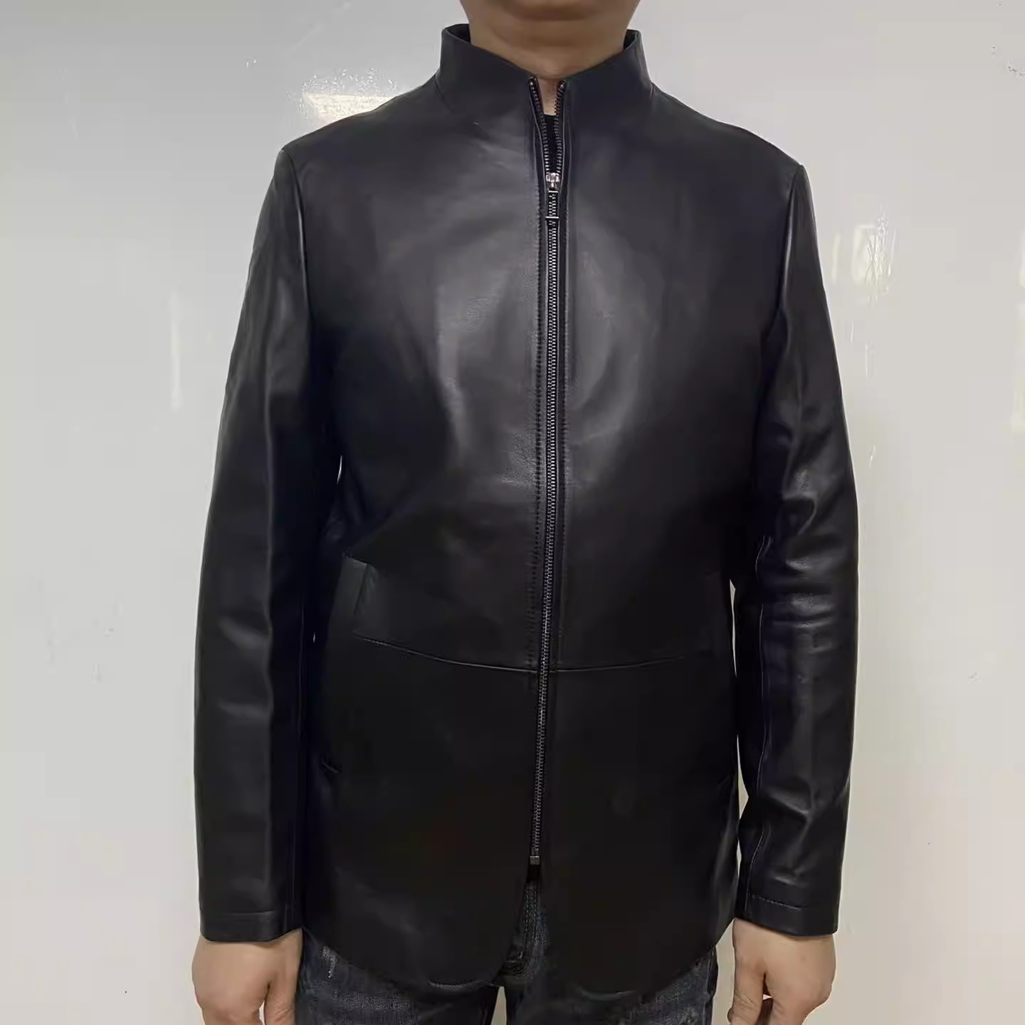 H1286春秋男士皮衣 绵羊皮革拉链商务休闲外套 时尚都市105669