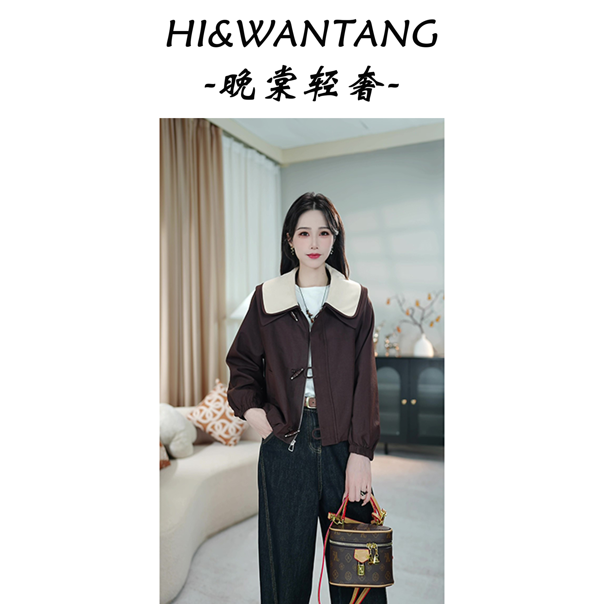 韩版时尚翻领短款外套女装秋季新款设计感百搭休闲显瘦上衣25088