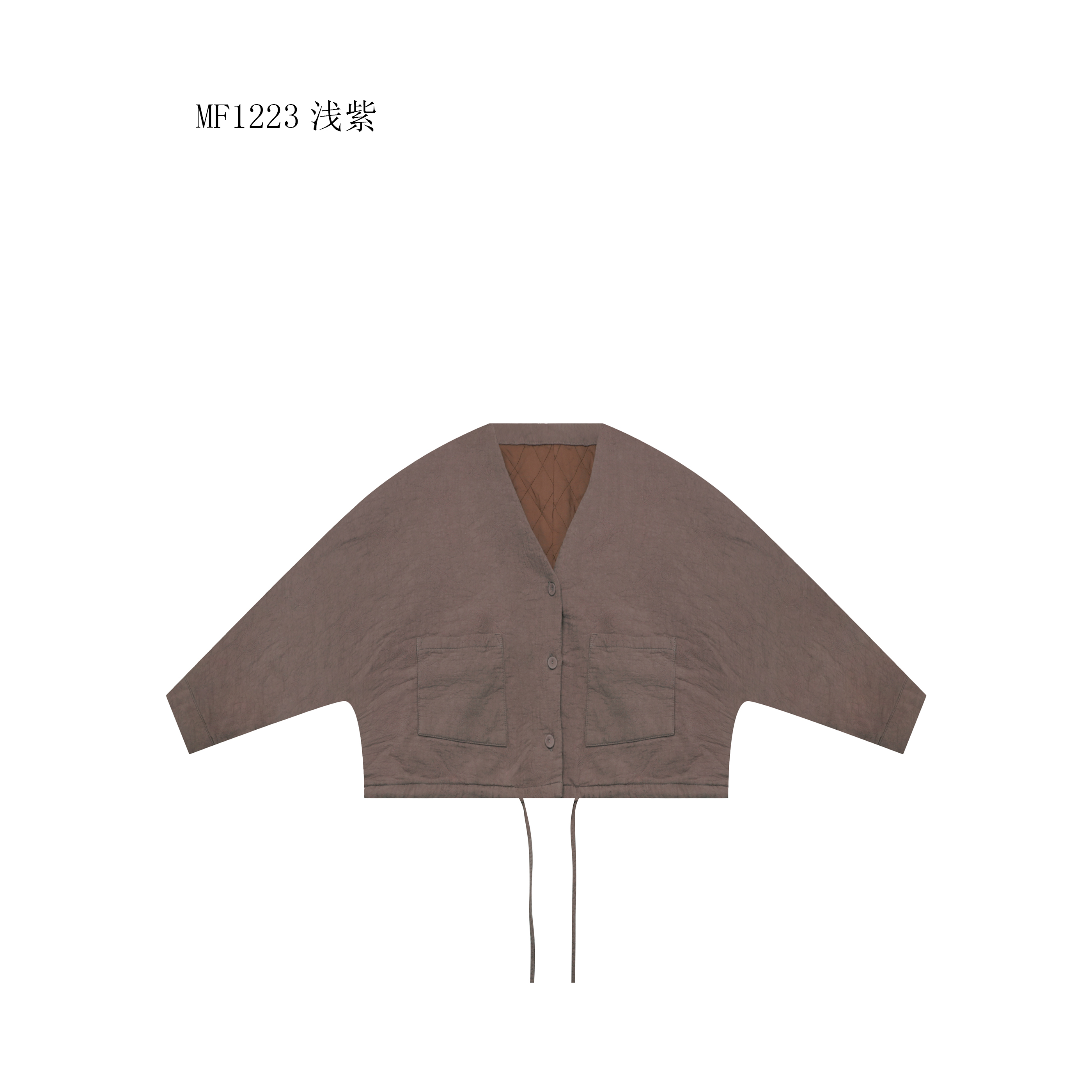 【麻訪家】MF1223浅紫文艺复古时尚口袋百搭保暖棉服外套