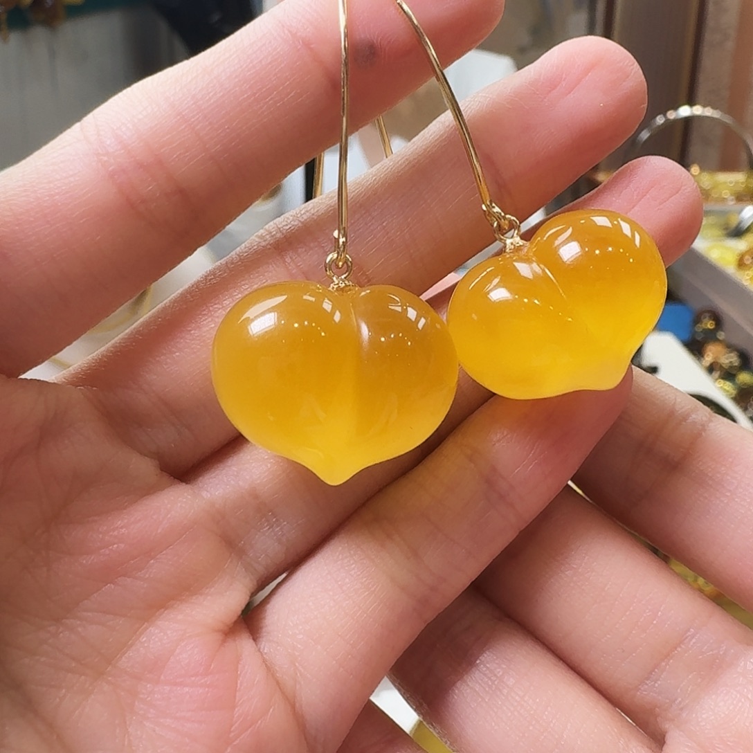 琥珀未镶嵌颈饰耳坠