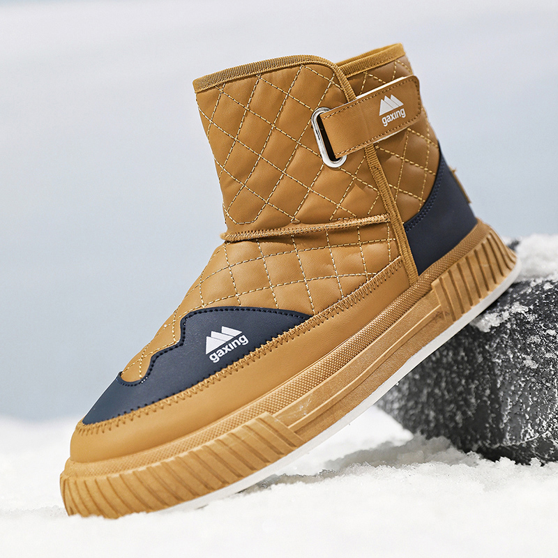 雪地靴棉靴秋冬加绒保暖中筒靴纯色冬季图案韩版S530