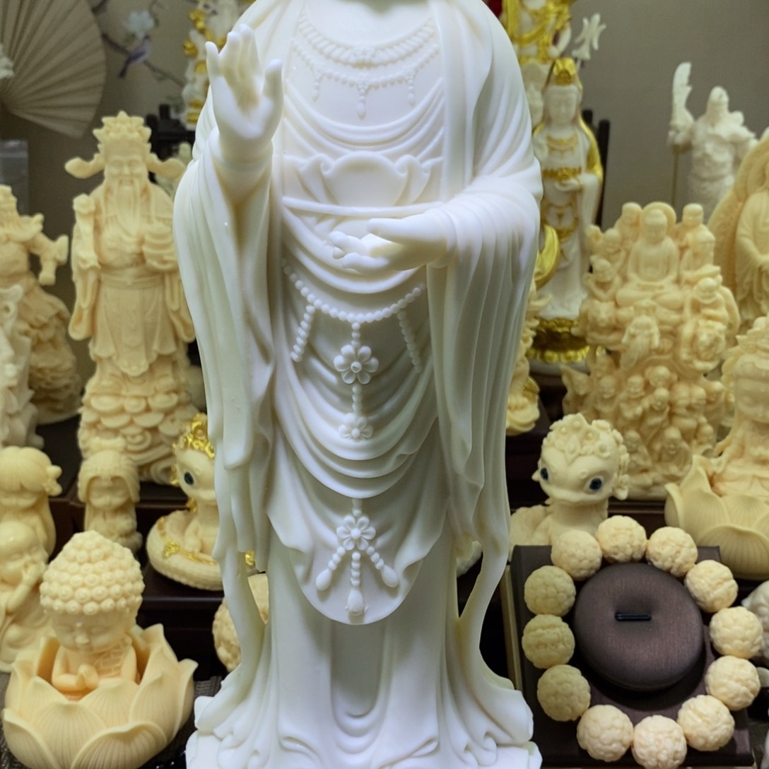 菩提根/象牙果把件象牙果大号南海观音摆件