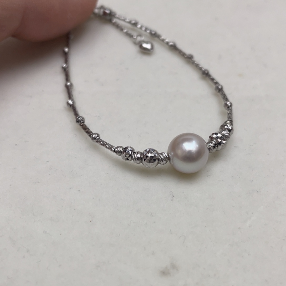手绳银S925镶嵌海水珍珠